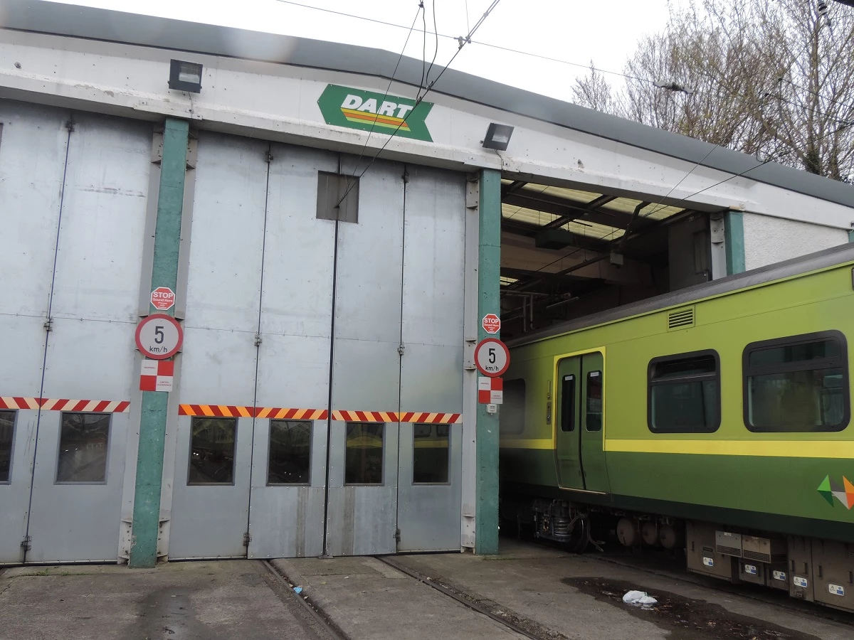A DART train entering the Fairview depot in Ireland, where Zonegreen has installed its warning system. 