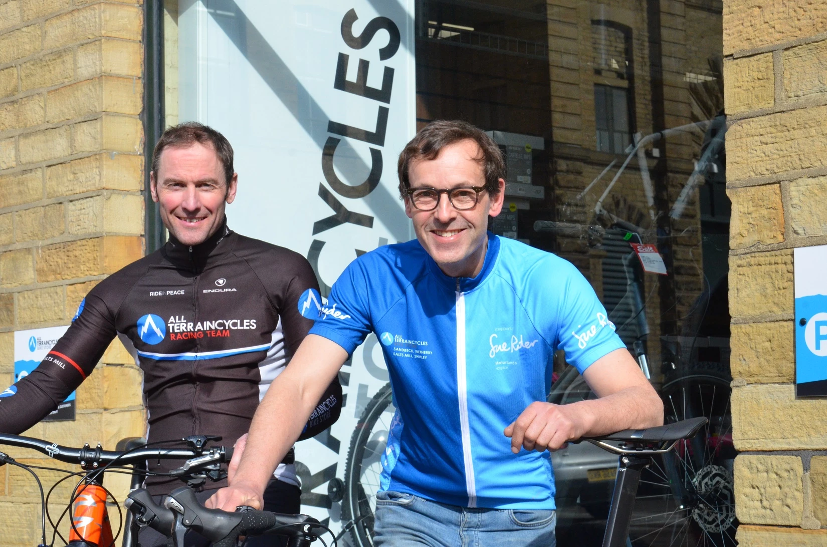 Jeremy Copeland (left), All Terrain team cyclist and adviser to the Manorlands’ cycle events group, with Tony Booth, managing director of All Terrain Cycles