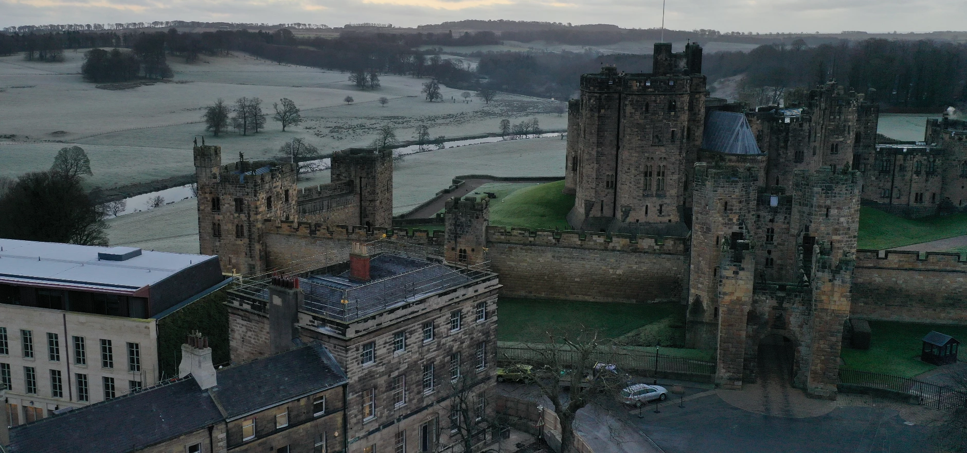 Drone image of Bailiffgate Hotel and Alnwick Castle.JPG
