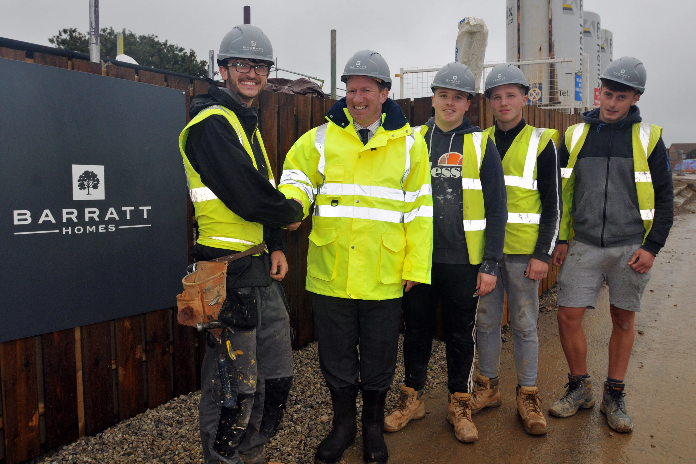 Barratt Developments chief executive David Thomas met apprentices working in Plymouth and is pictured with apprentice Jordan Brown, new recruits Louis Bradshaw and Alex Cooper and apprentice Liam Hunn.