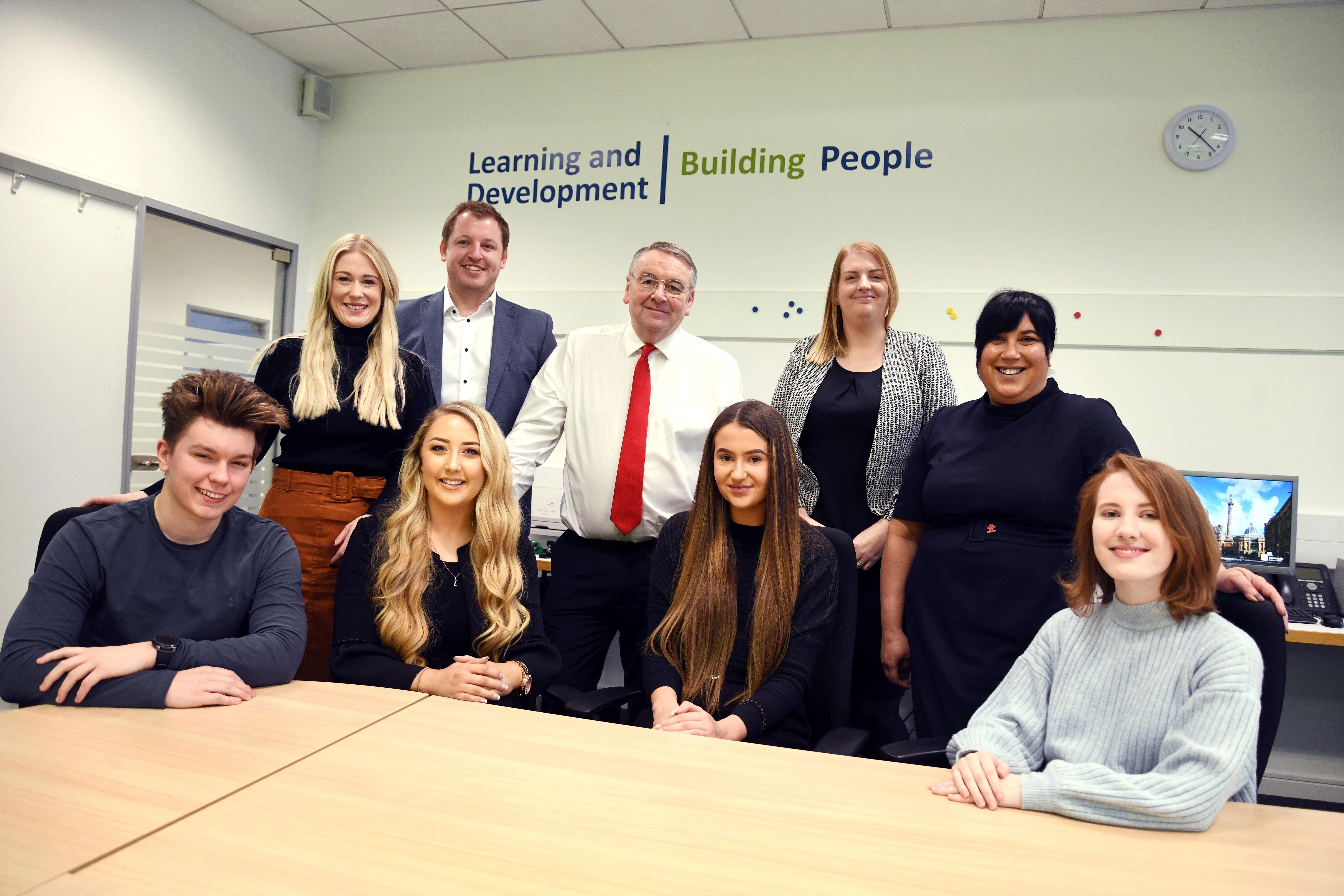 Sir Alan Campbell MP with apprentices from Newcastle Building Society and members from Learning Curve Group