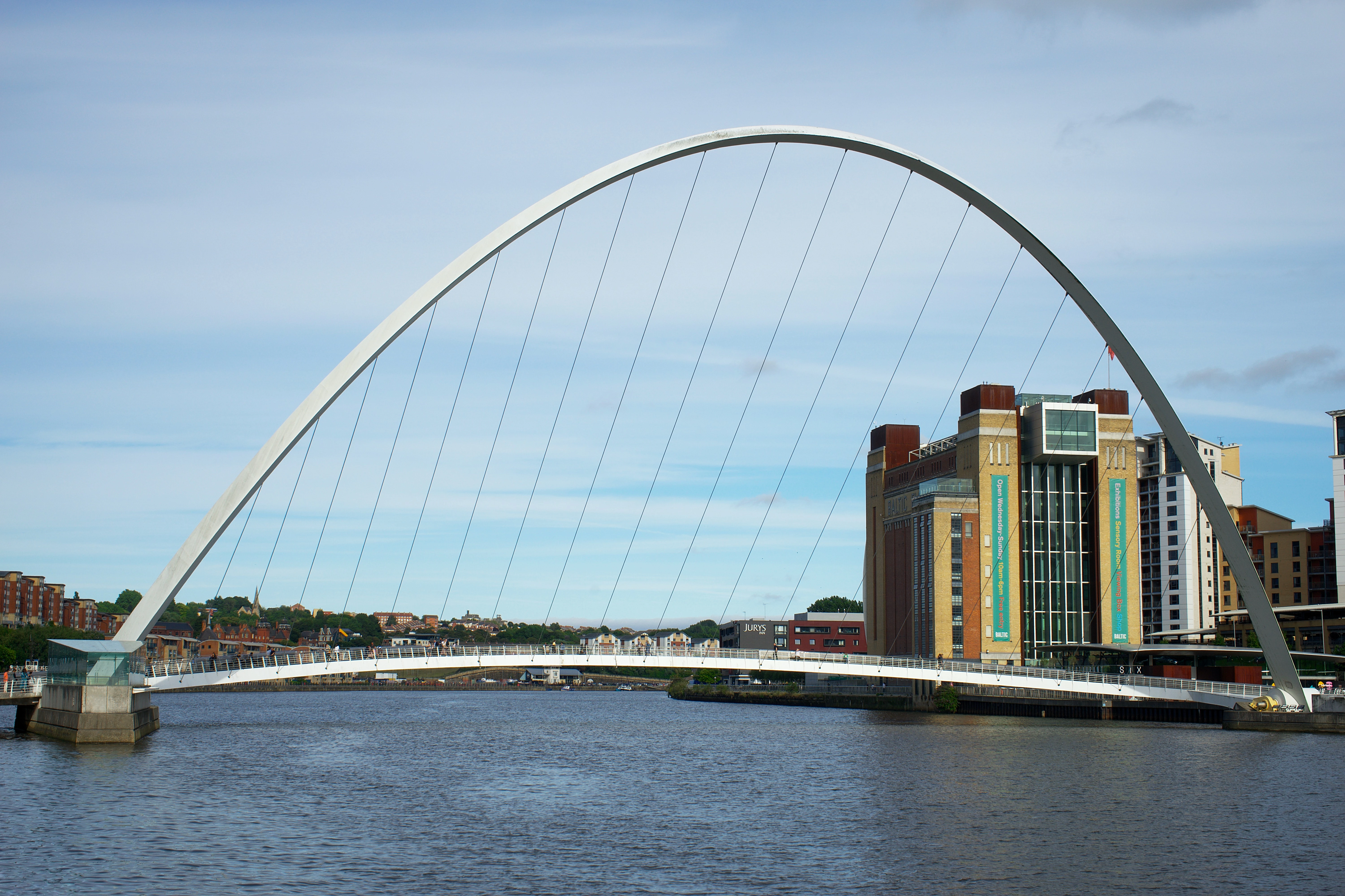 Gateshead Millennium Bridge and the Baltic Museum. 