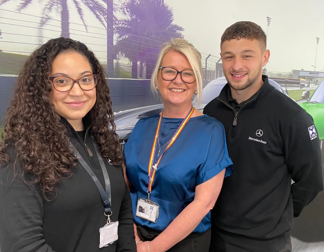 Jessica Fernandez, Becky Pitt and Marcus Mollinson from LSH Auto