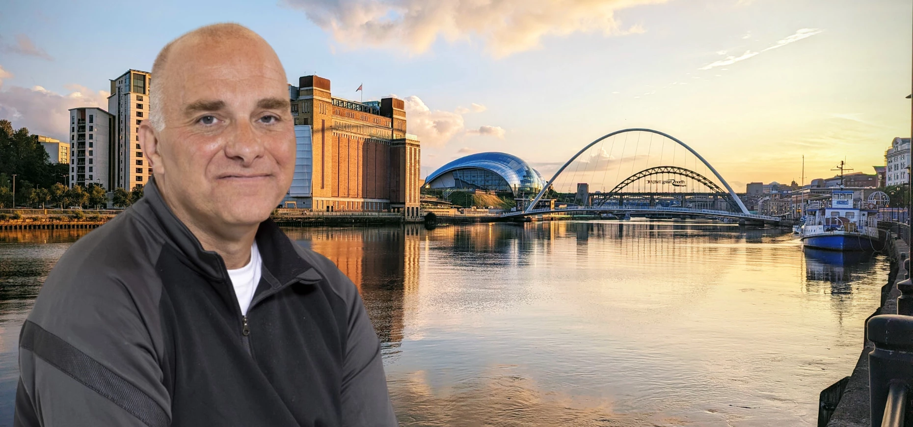 Muckle LLP managing Partner Jason Wainwright in front of the Tyne river.