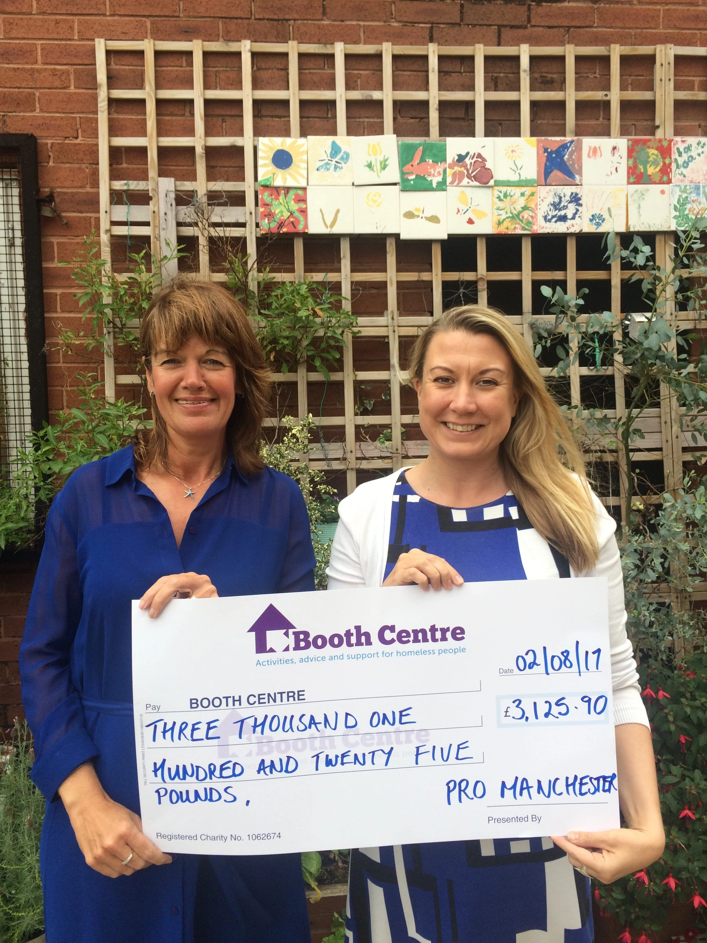 The Booth Centre donation cheque