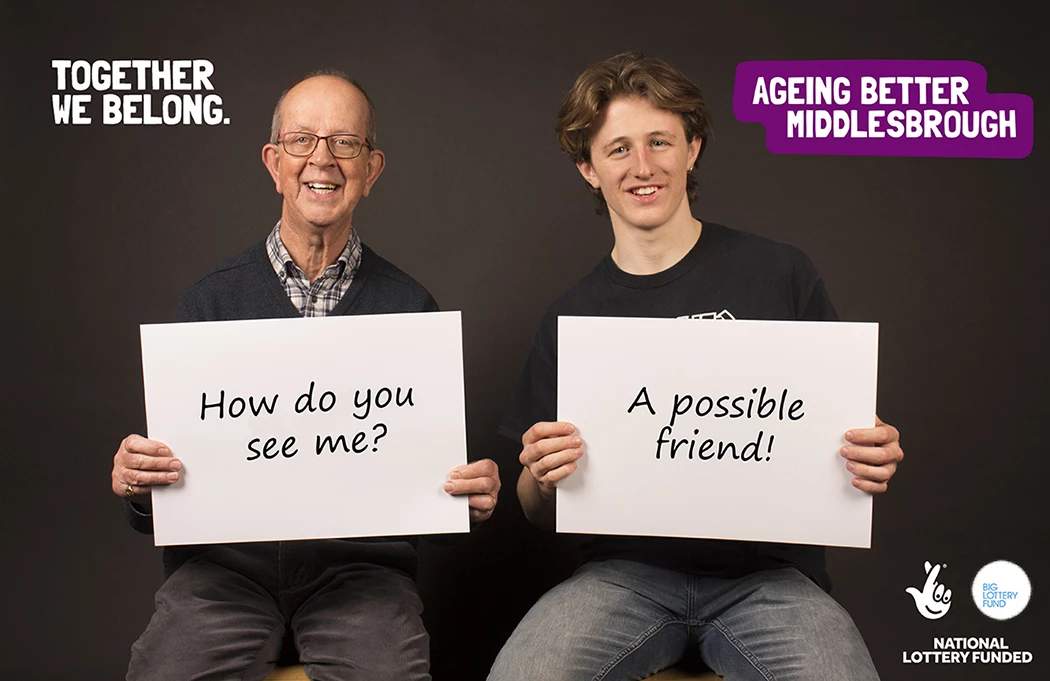 Francis Annett and student Curtis Farrier in the chosen image for ABM poster campaign