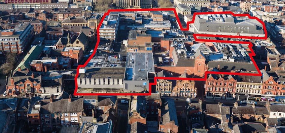 Crompton Place, with the proposed redevelopment area shown in red