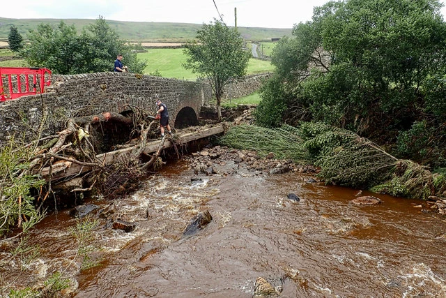 Whaw Bridge after the July 2019 floods by Mick Garrett