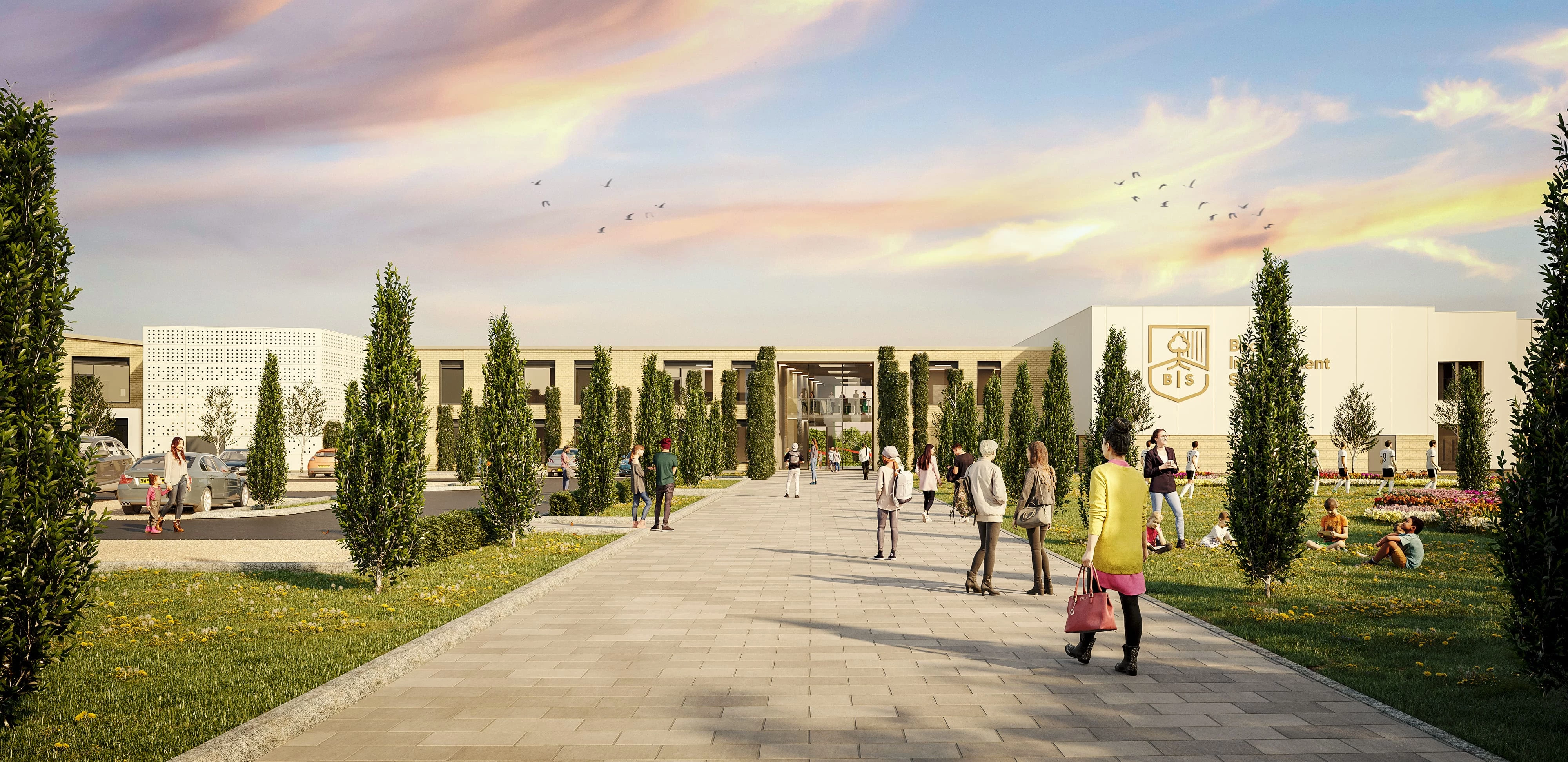 An artist's impression of what Bedford Greenacre Independent School's new site could look like.