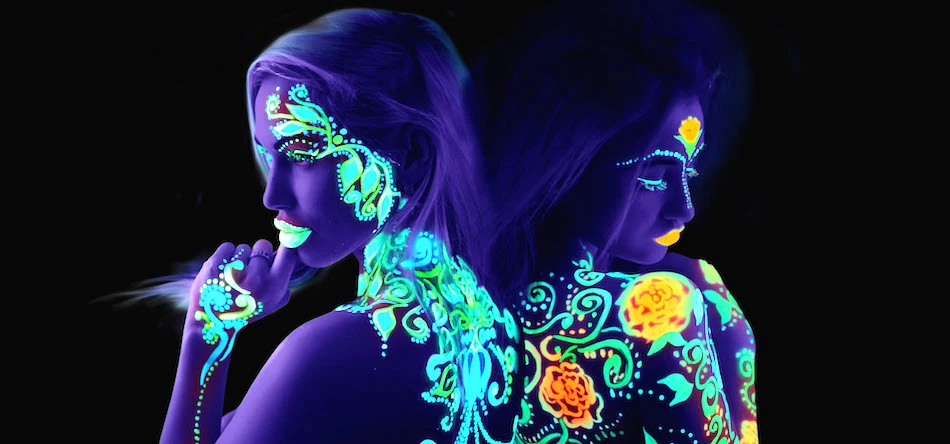 PaintGlow's range includes UV face and body paints