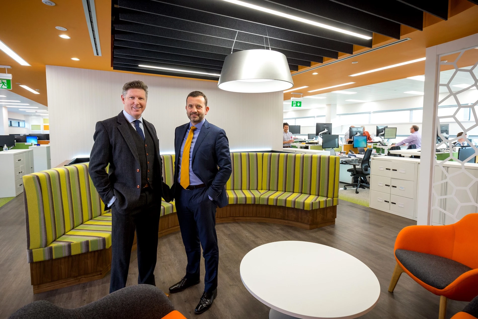 Centrica Storage Managing Director Greg McKenna, left, and Wykeland Group MD Dominic Gibbons in one of the breakout areas at the new offices.