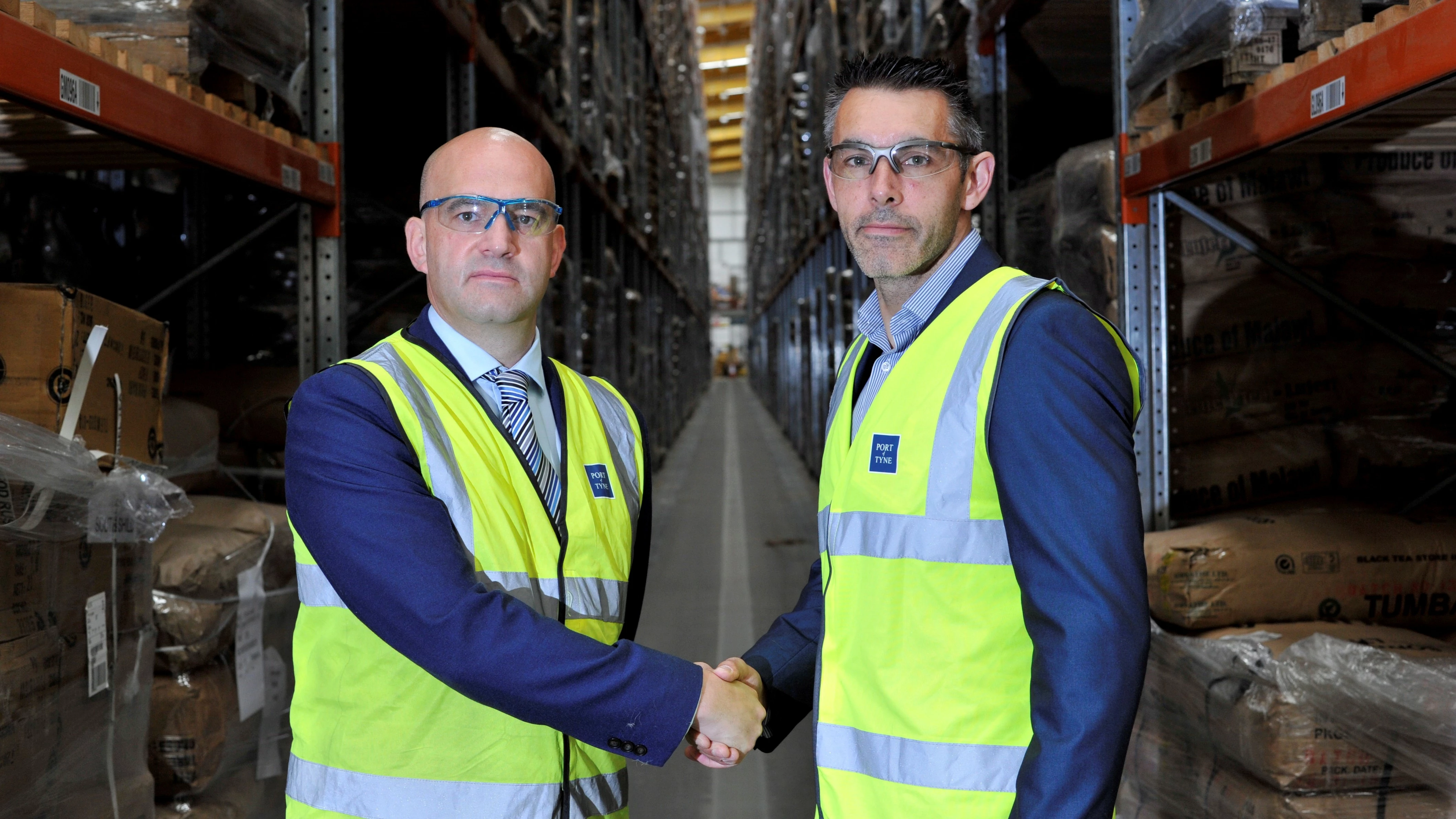 Port of Tyne Commercial Director Logistics, Richard Newton cements new deal with Ringtons Head of Coffee, Stephen Drysdale