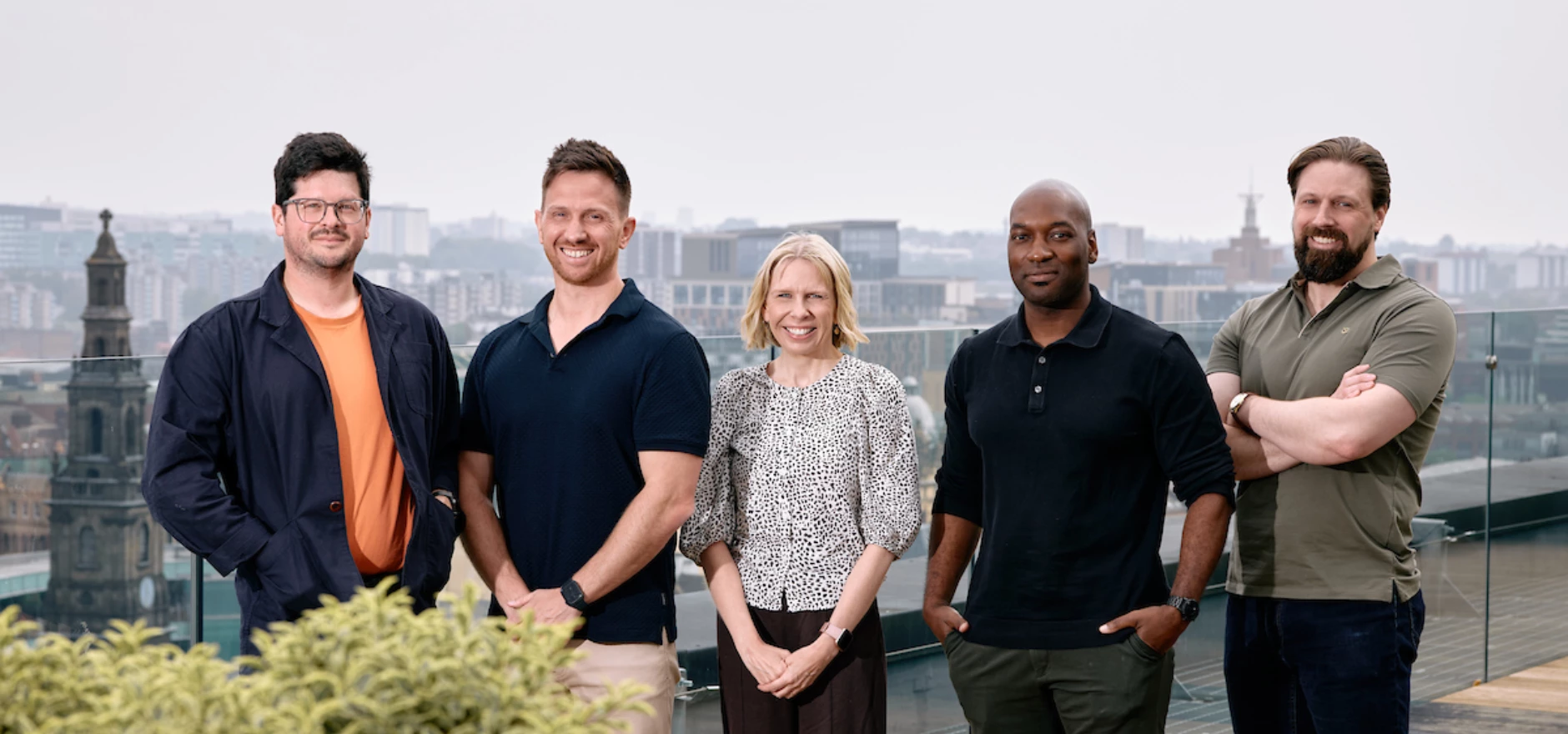 Candid 1 l-r Sam Brown Nick Holroyd-Doveton Sarah Newbould Maurice Disasi Will Schaffer.jpg