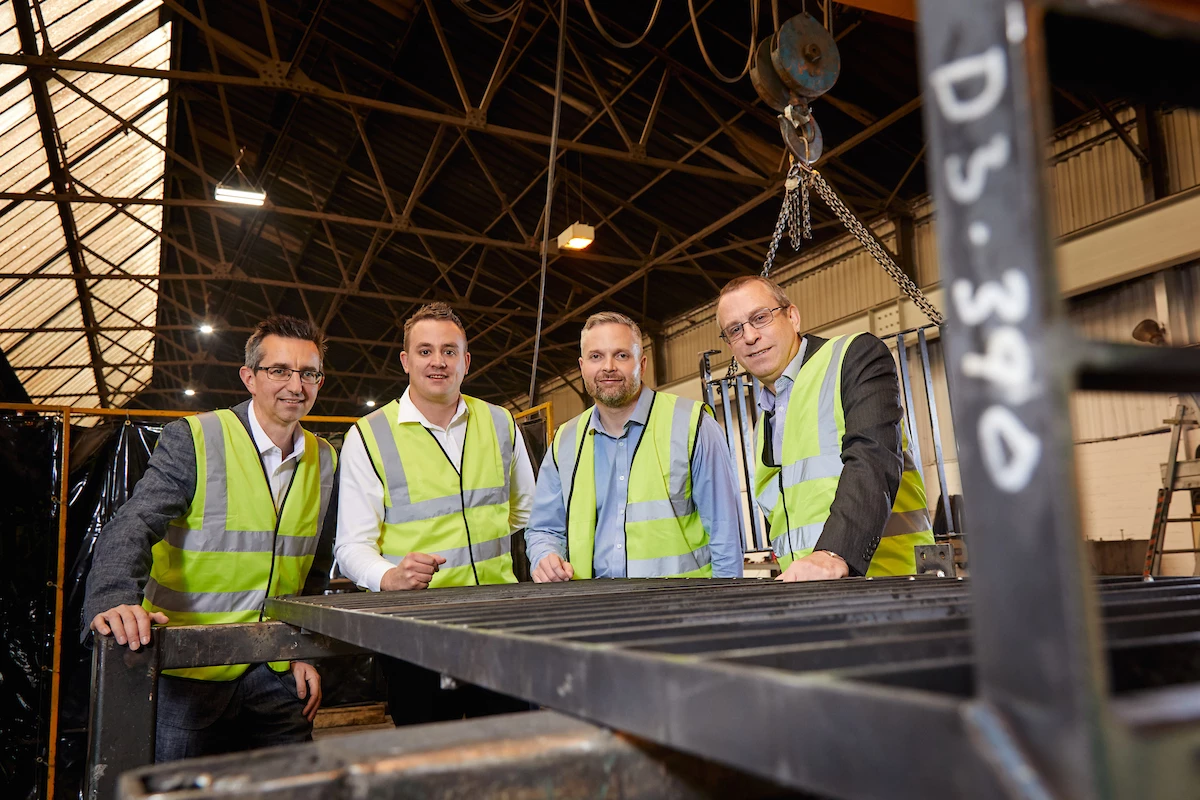 Keith Williams (UK Steel Enterprise), Ryan Johnson (Architectural Fabrications), Chris Hadfield (Architectural Fabrications) Gordon Jamieson (UK Steel Enterprise)