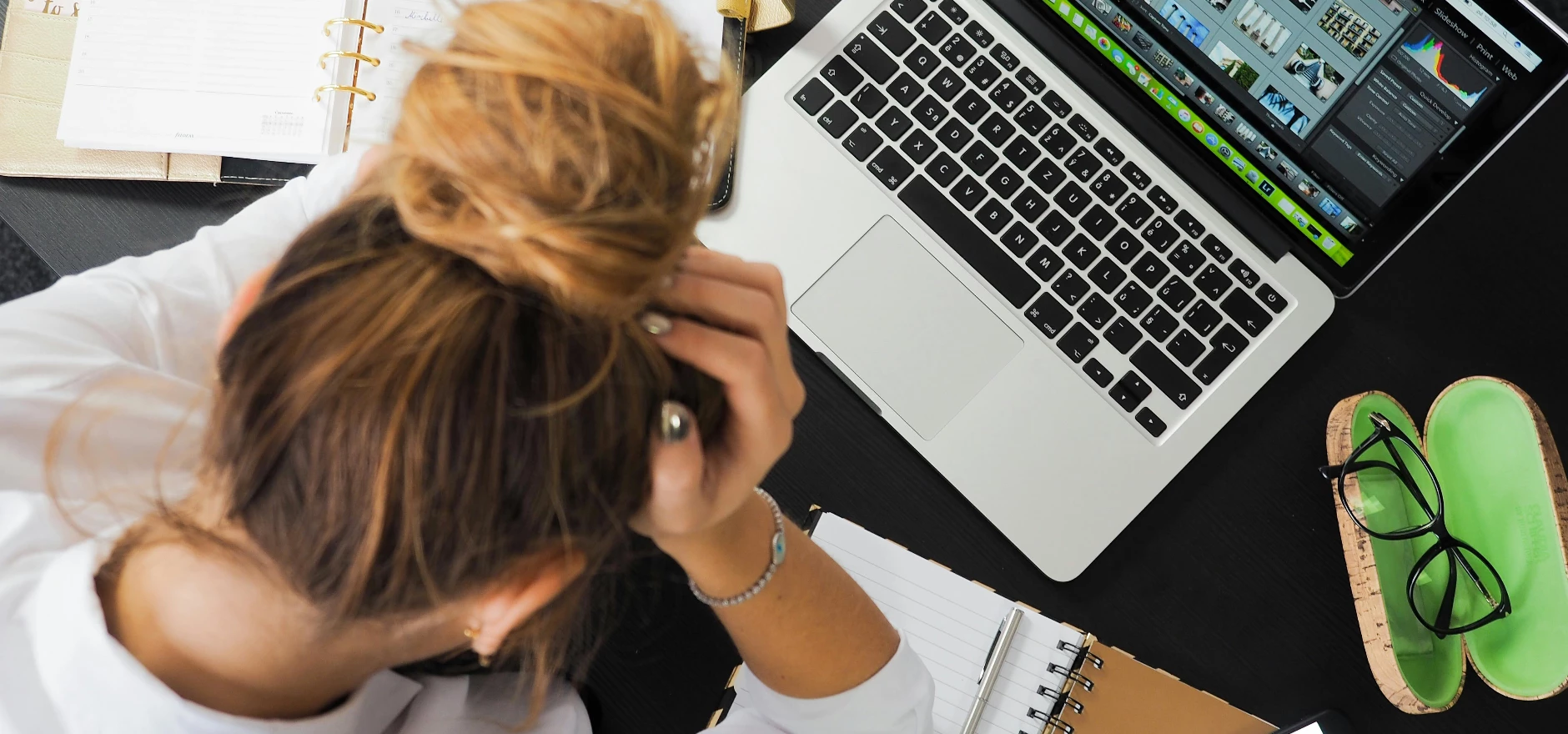 Woman Sitting in Front of Macbook