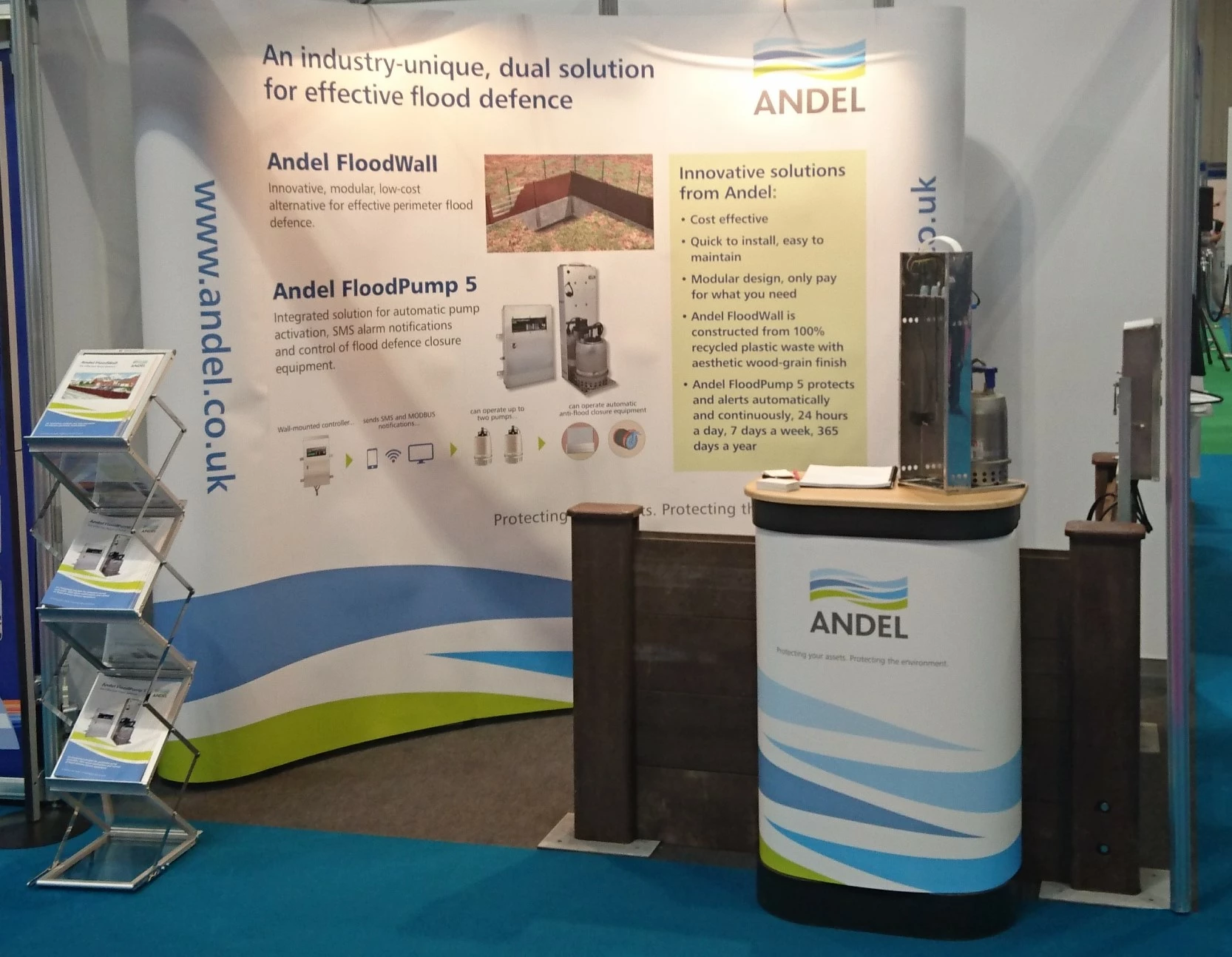 Huddersfield-based Andel showcased two new flood defence products - Andel FloodWall and Andel FloodPump 5 - at Birmingham's FloodExpo in September