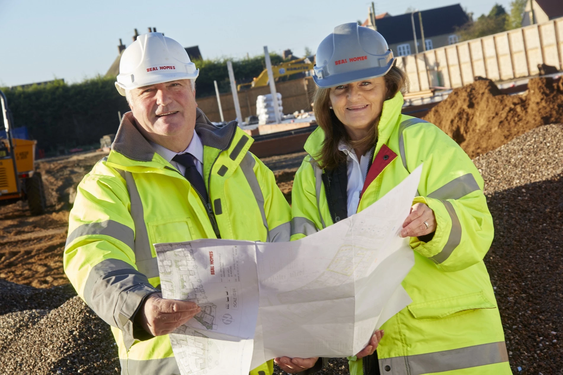 Beal Homes Construction Director John Goodfellow and Sales and Marketing Director Sue Waudby at Beal Homes’ Turpin’s Heath development in Welton.