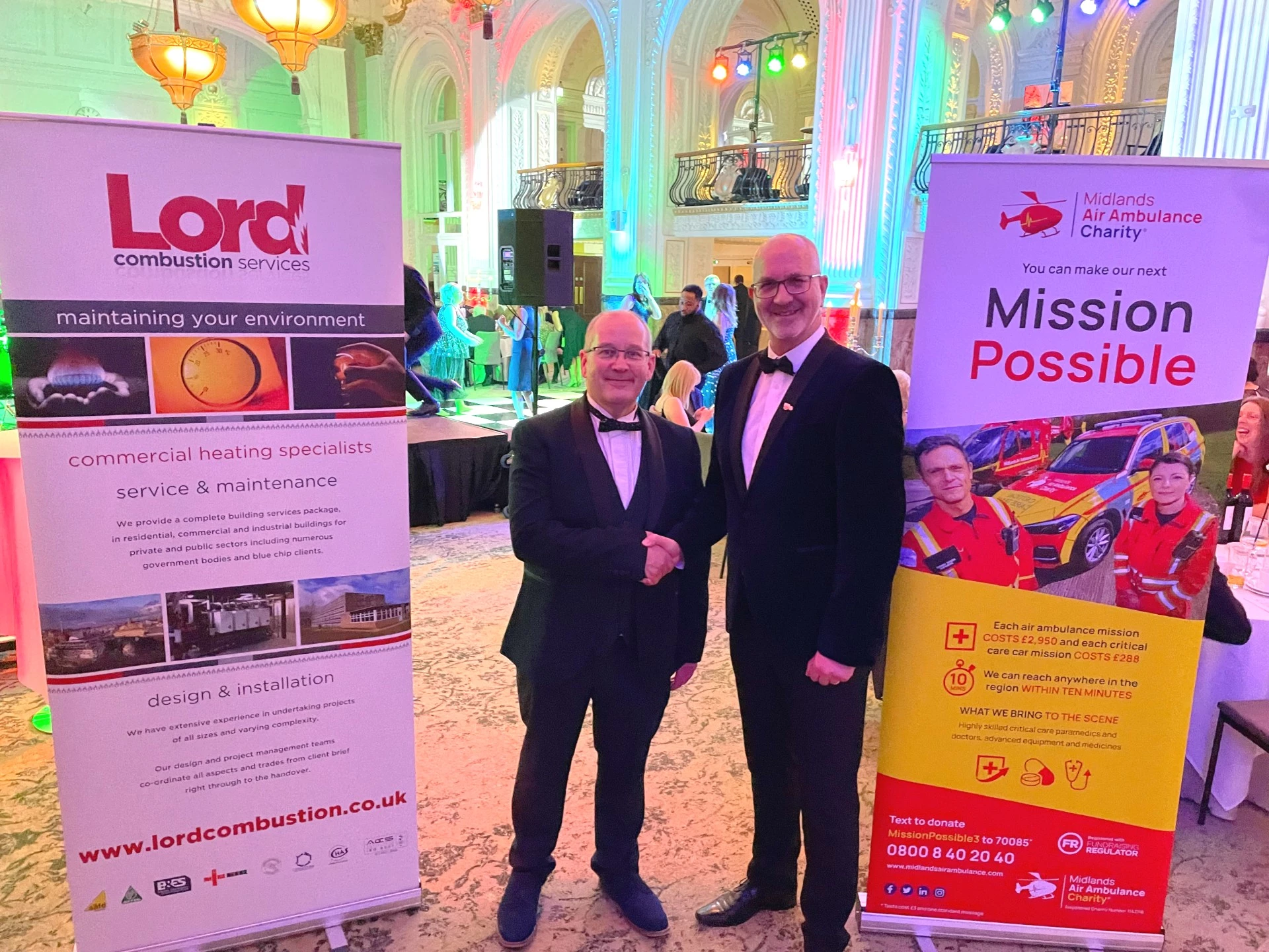 Lord MD Stuart Smith, left, with Jon Cottrell Midlands Air Ambulance Charity
