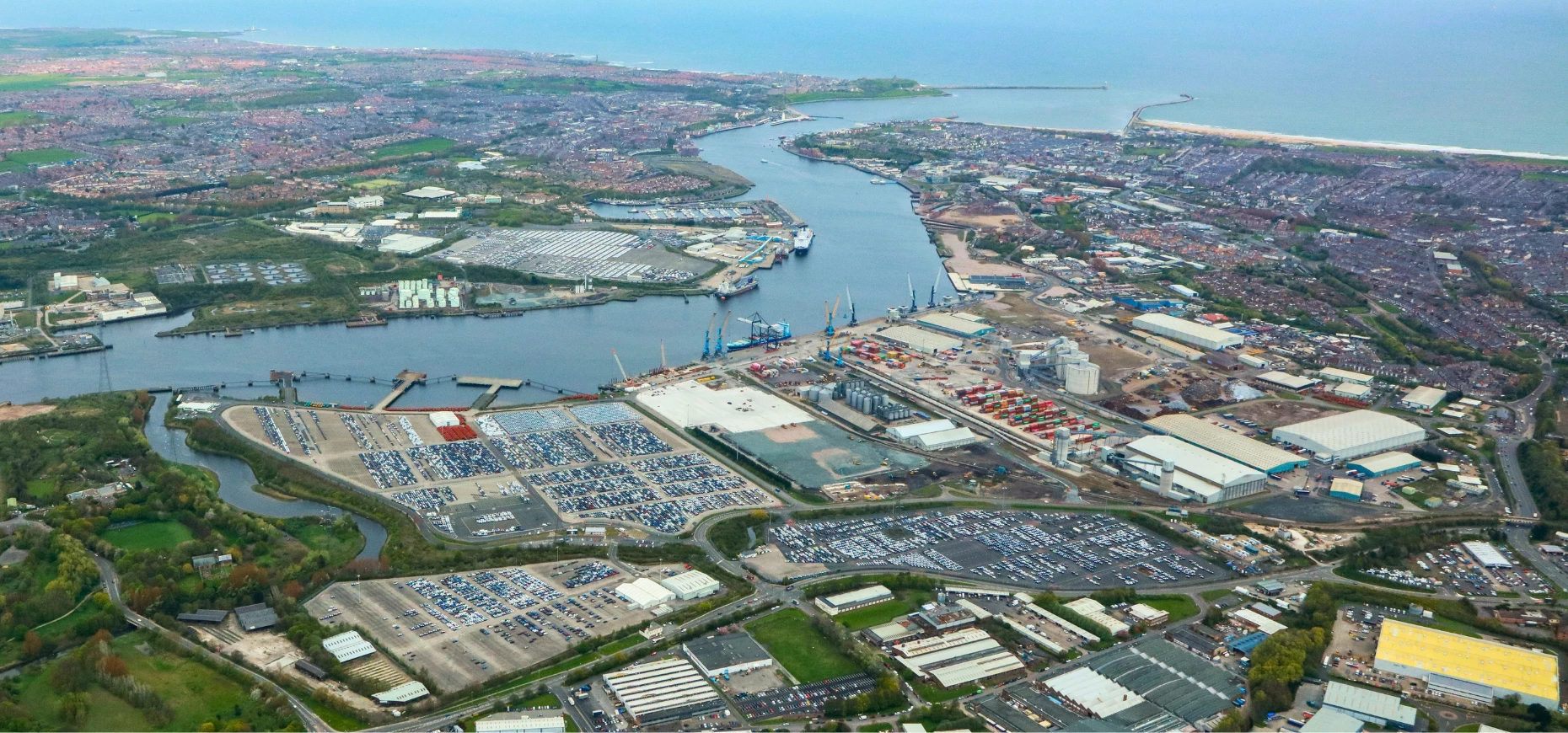 A birds eye view of the Port of Tyne. 