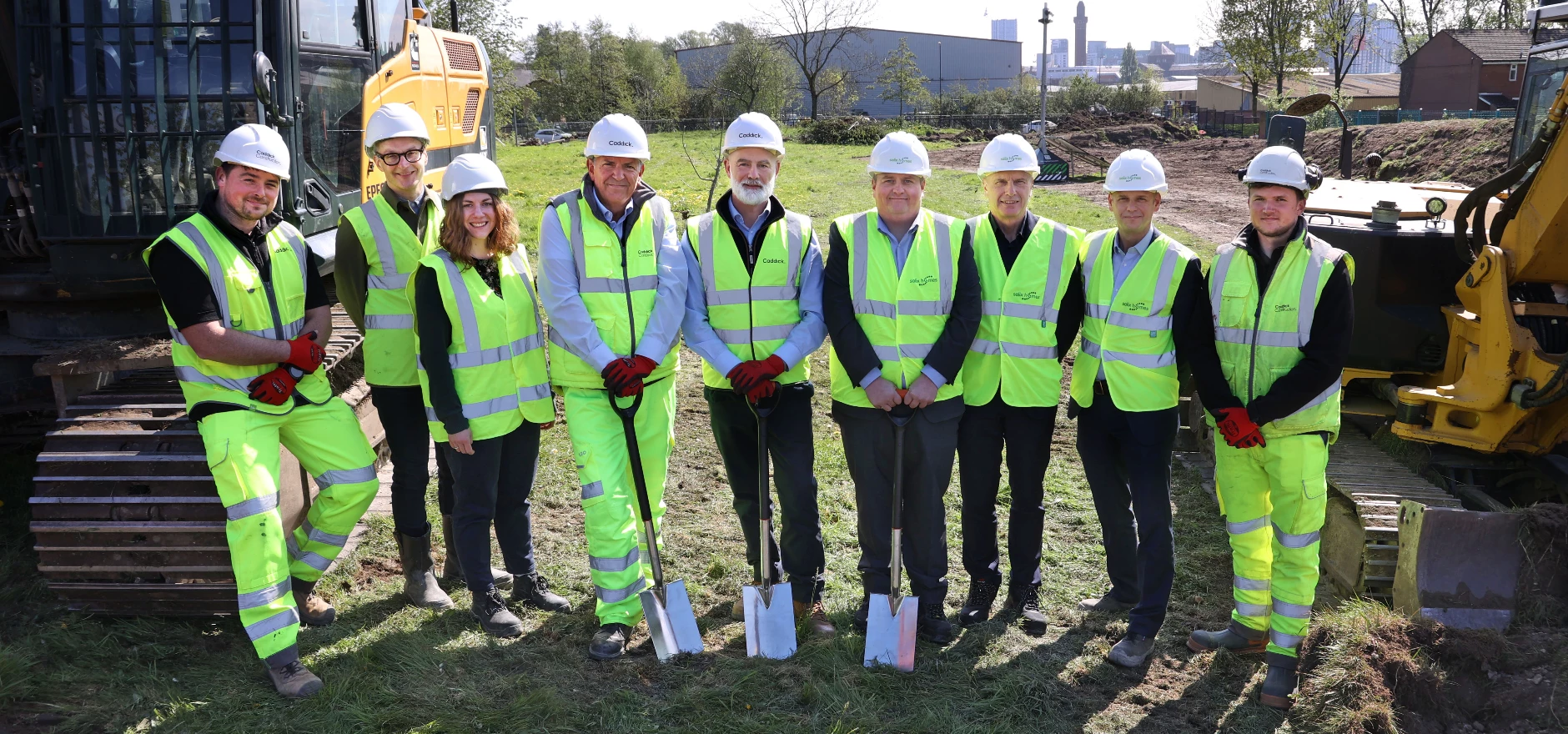 The Arrow Street team from Salix Homes, Caddick and OMI Architects mark the start of construction on site..JPG