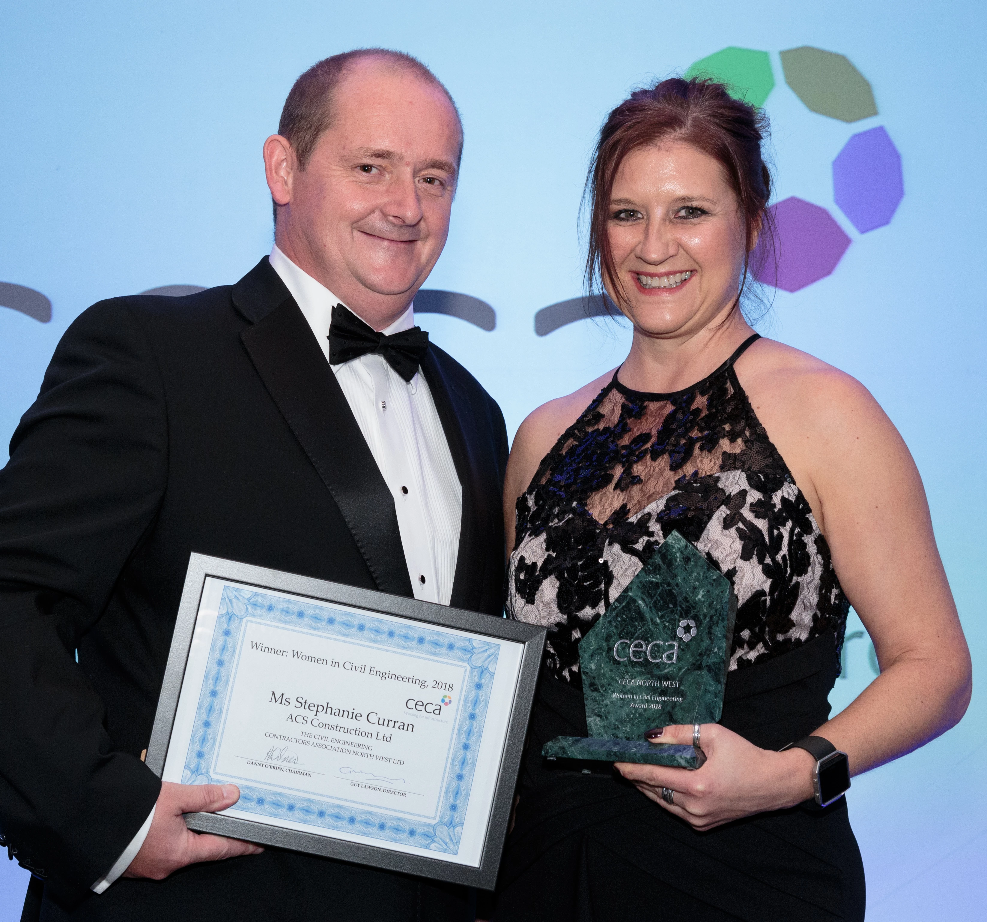 Stephanie Curran receiving her award at the CECA North West ceremony