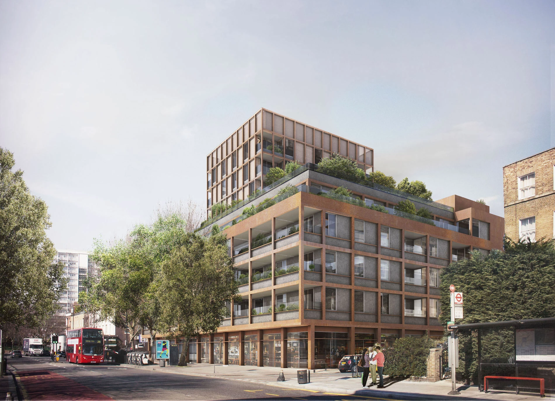 A CGI of the 83 home mixed-use development on Hackney Road.