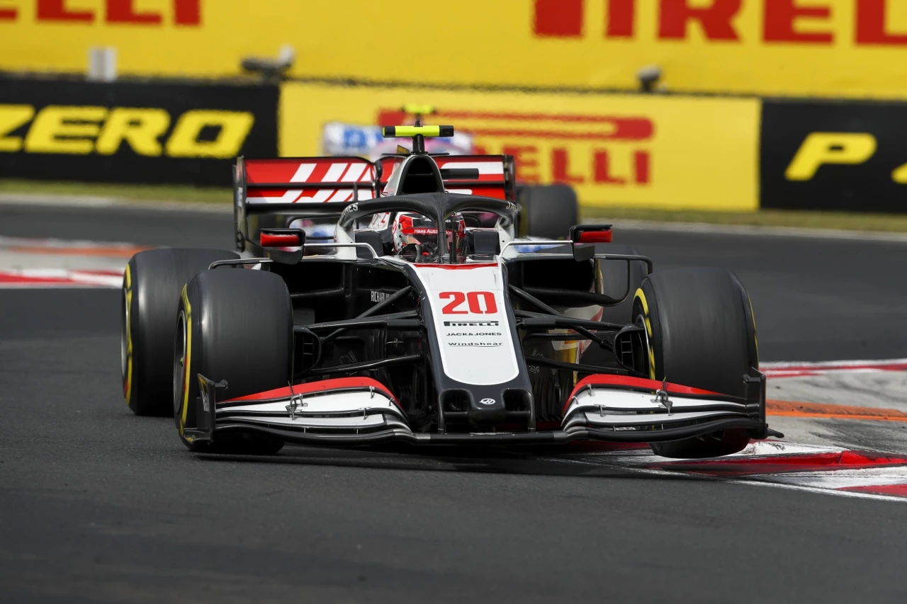 Haas F1 Team driver Kevin Magnussen competing in the Hungarian Grand Prix