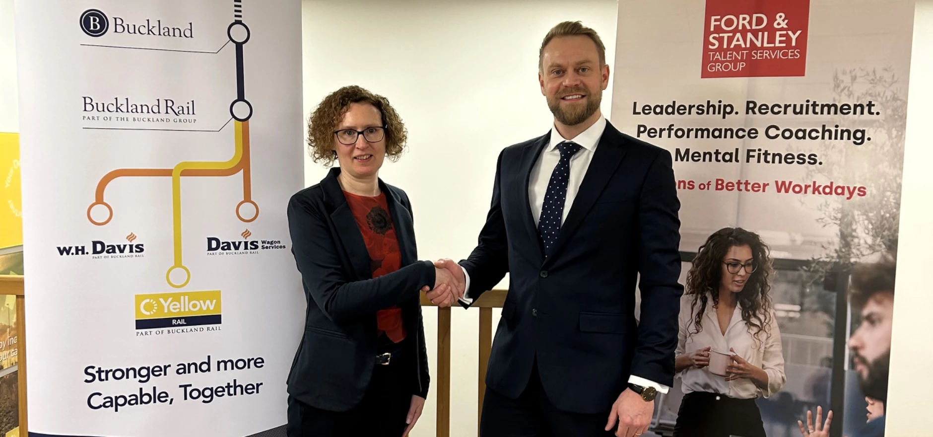 Jackie Glover, Group Supply Chain & Procurement Director, Buckland Rail (left) with Daniel Taylor, Director, Ford & Stanley Talent Services Group