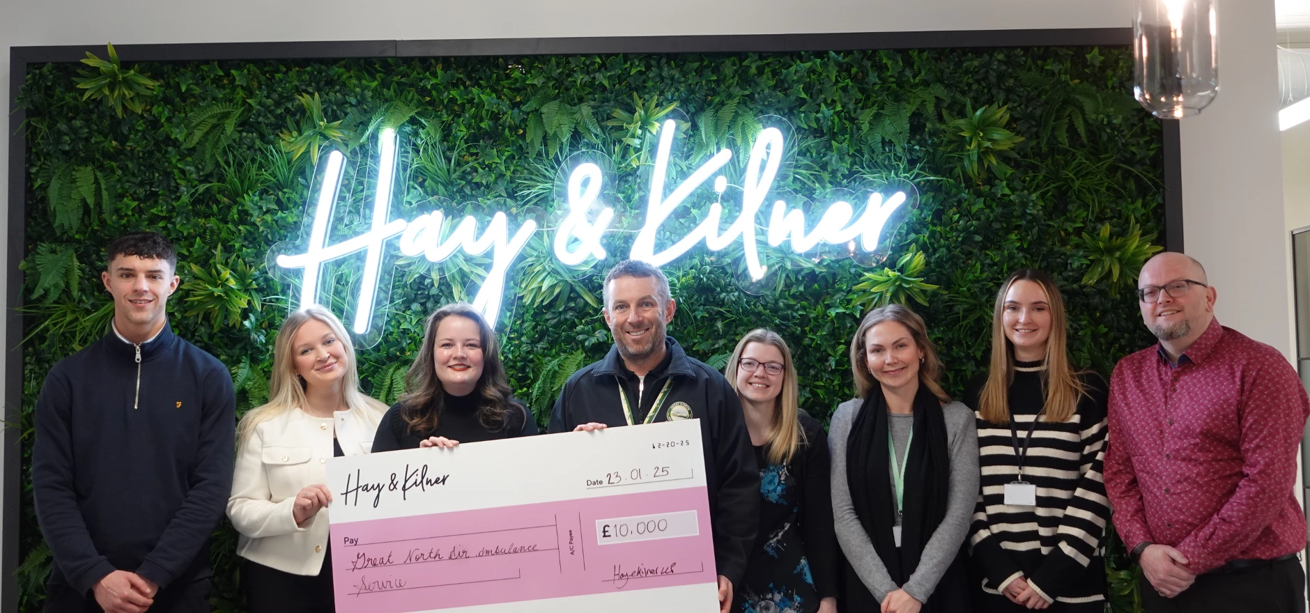 Ben Sisson of GNAAS pictured centre with members of Hay & Kilner’s CSR Committee