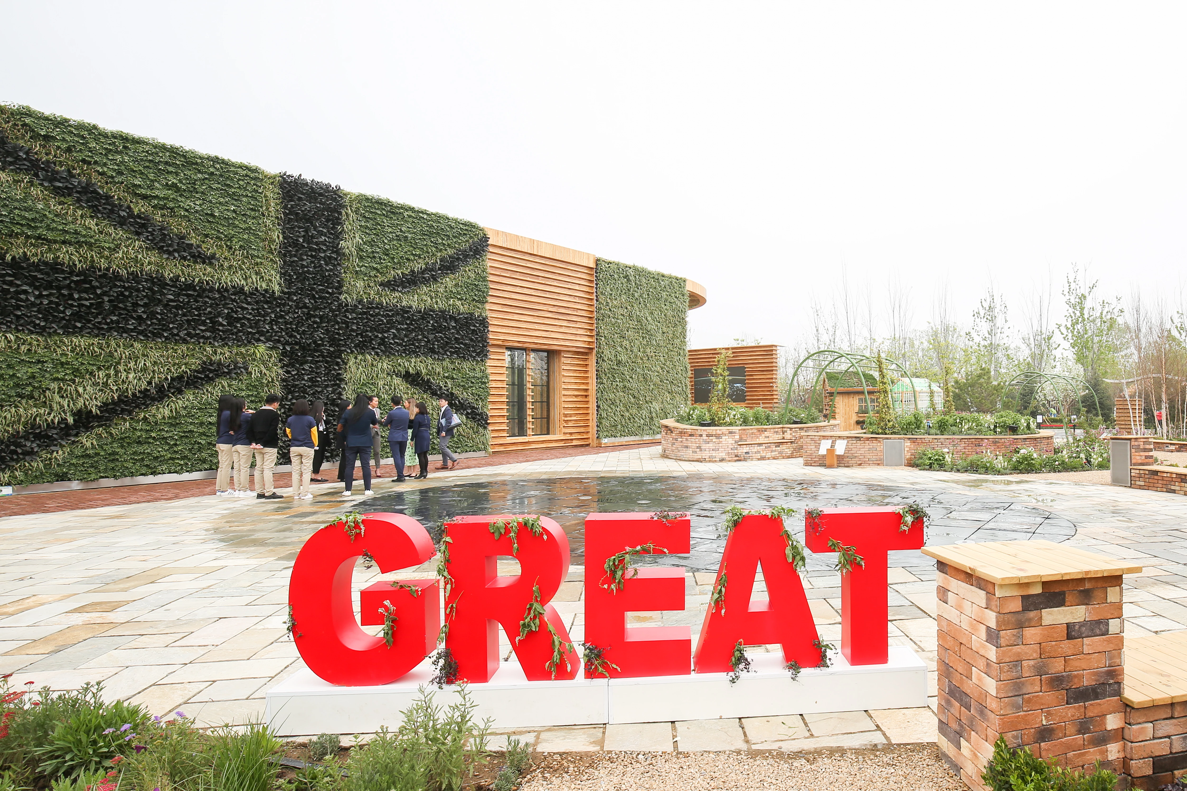 Outside of UK Pavilion at the Beijing Horticultural Show 2019