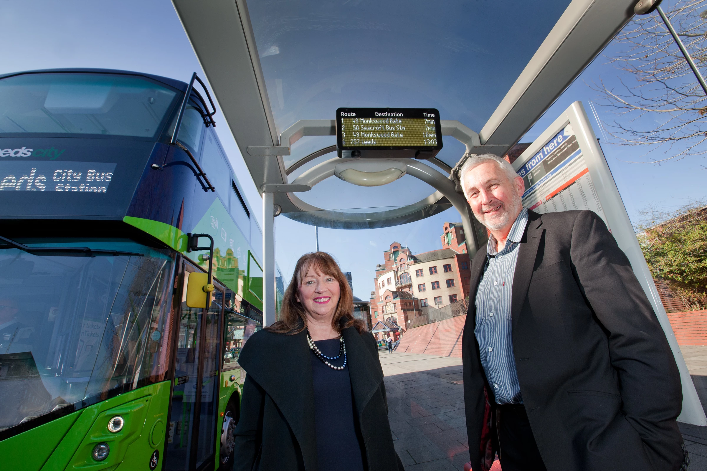 L-R: Cllr Kim Groves, Chair of the West Yorkshire Combined Authority Transport Committee; Cllr Richard Lewis, Leeds City Council executive member for transport, regeneration and planning.