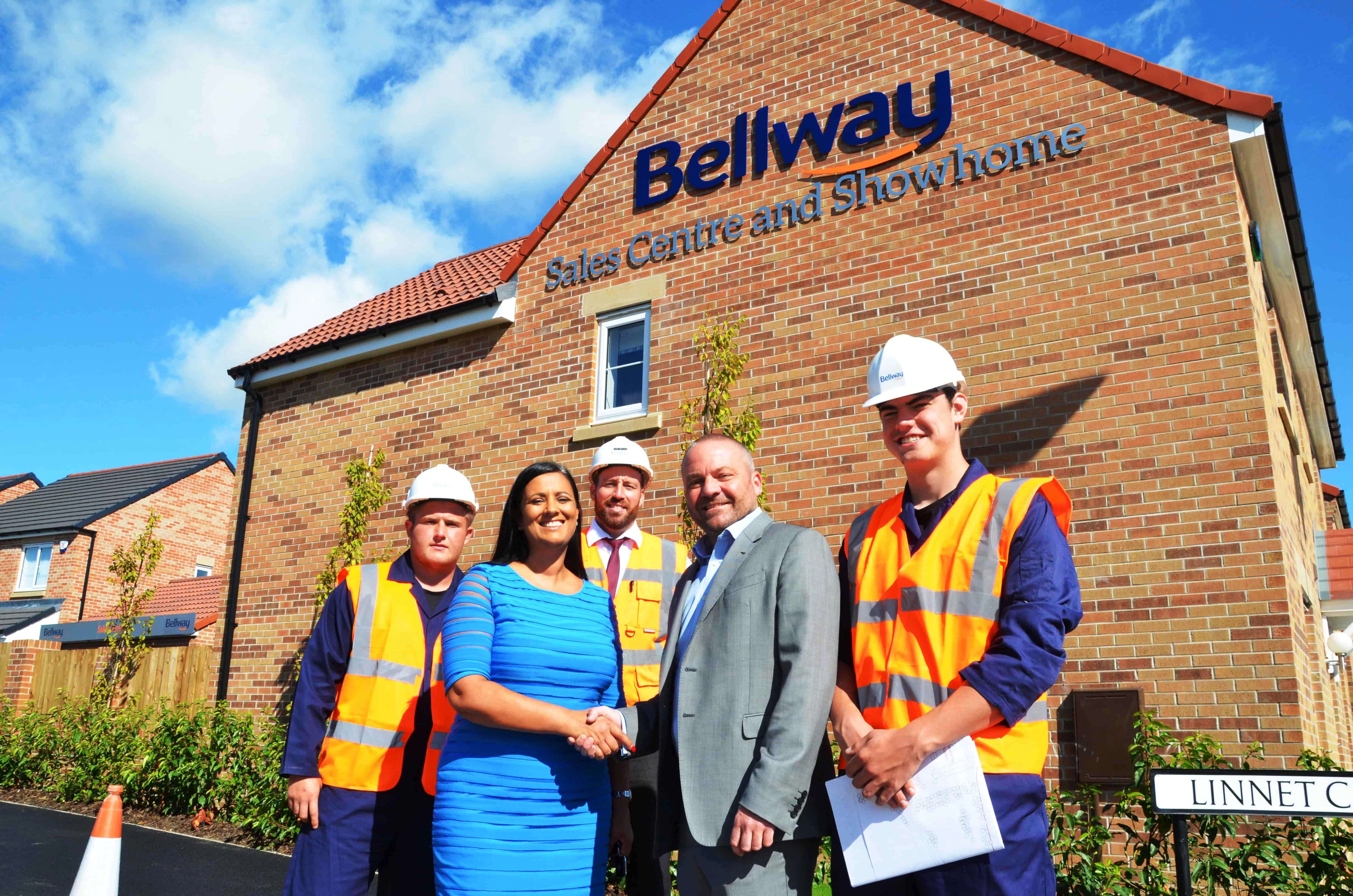 Brenda McLeish, Learning Curve Group CEO and Jon Horan, Bellway plc Construction Director meet apprentices on site