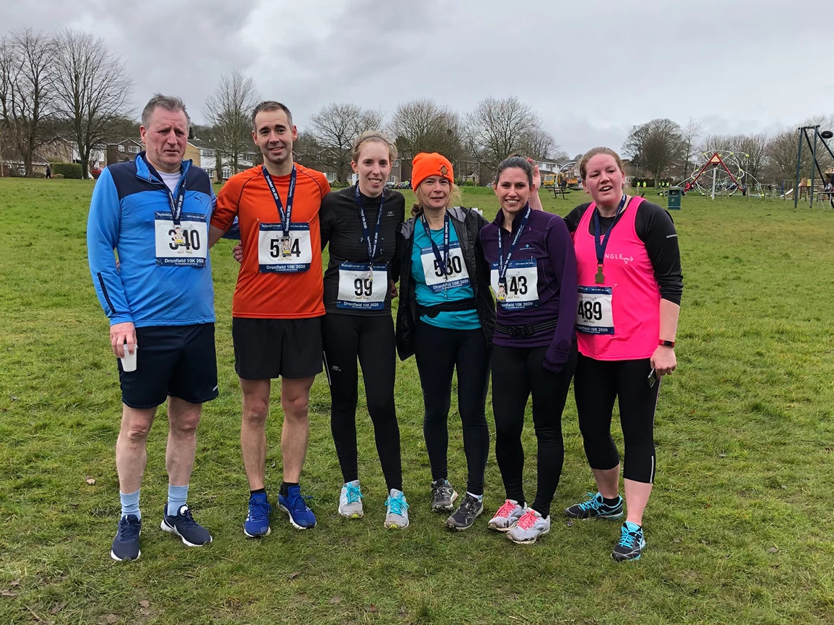 Taylor&Emmet's Dronfield 10K runners (left to right): Steve Hinshelwood, Mike Robinson, Jemma Buck, Lucy Rodgers, Jodie Copley and Ruth Moss. 