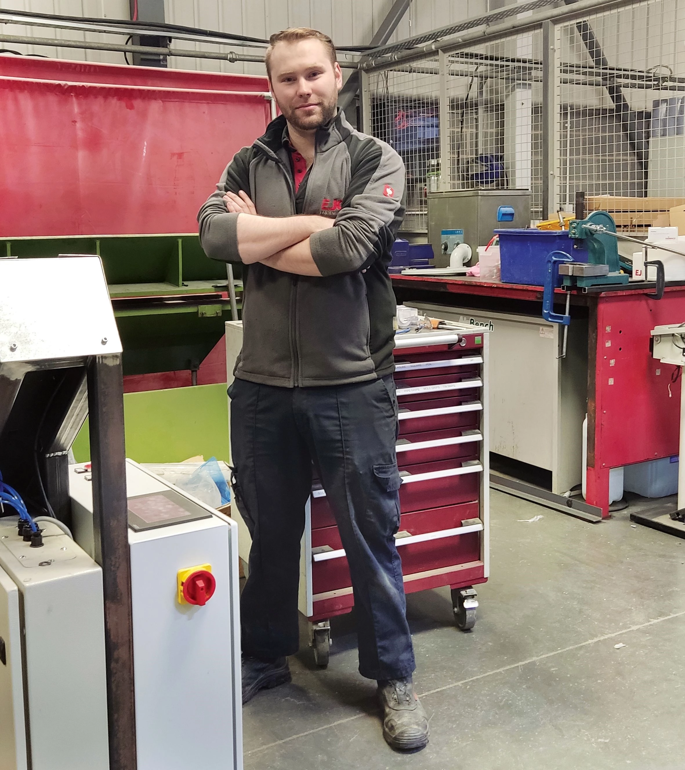 Josh Mozer, engineer at fastening systems EJOT UK, who started his career as an apprentice and has now developed a machine which has lead to more efficiencies in the company’s production process.