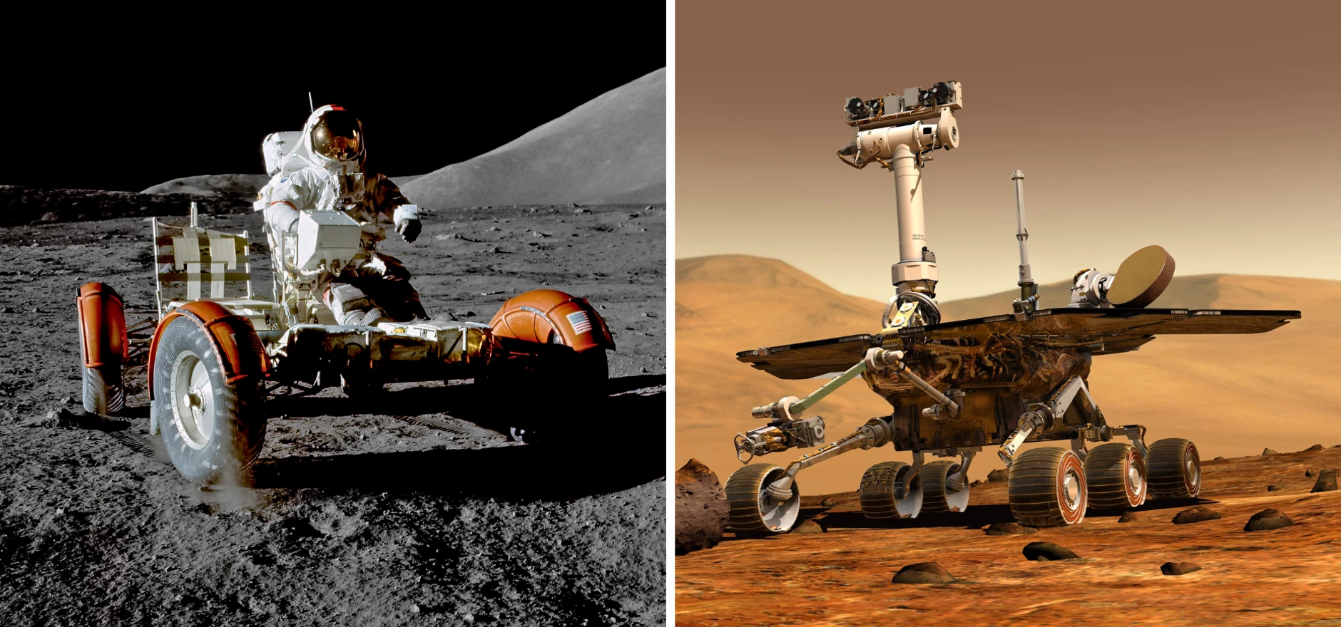 Lunar rover and NASA Mars rover