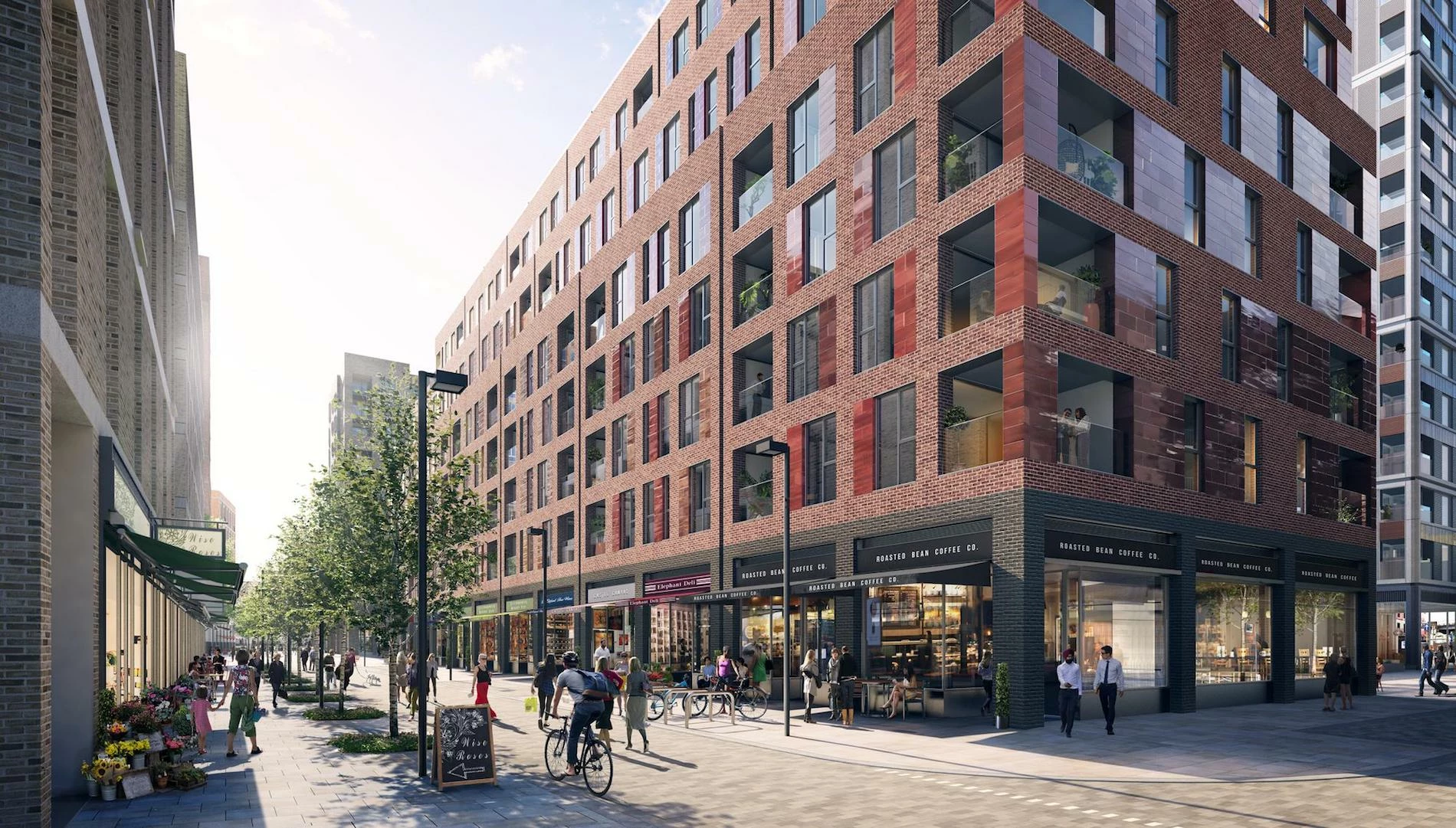 CGI of Highwood Garden Terrace, part of the West Grove residential development on Elephant Park in London.