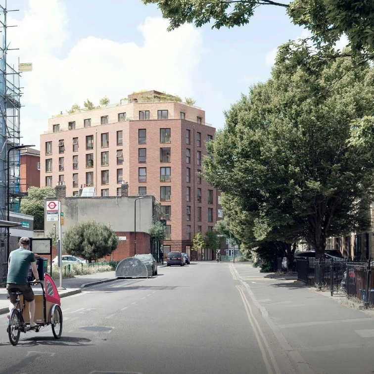 CGI of Pocket Living's development in Hackney.